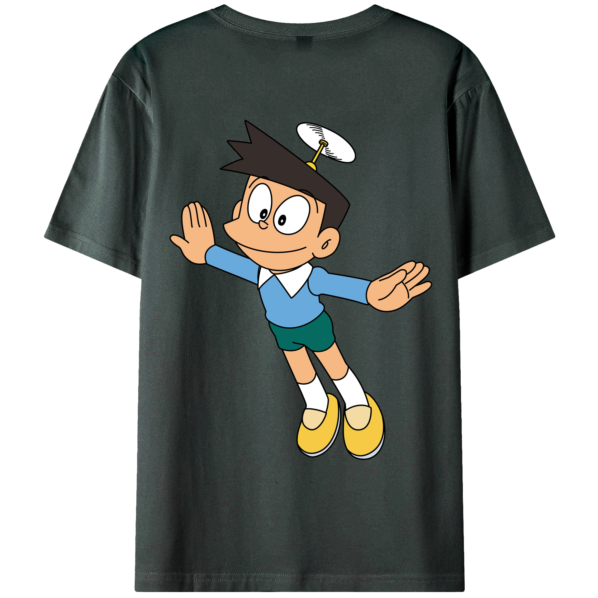 （画像用） ドラえもん 骨川 スネ夫 Doraemon Honekawa Suneo 綿100％ メンズ半袖Tシャツ（バックプリント） 通気性